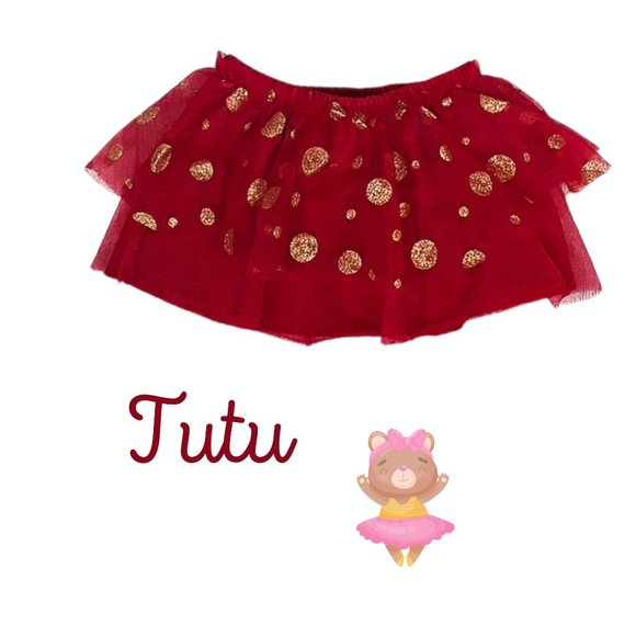Other - Girls Red And Gold Polka Dot Tutu 12 Months